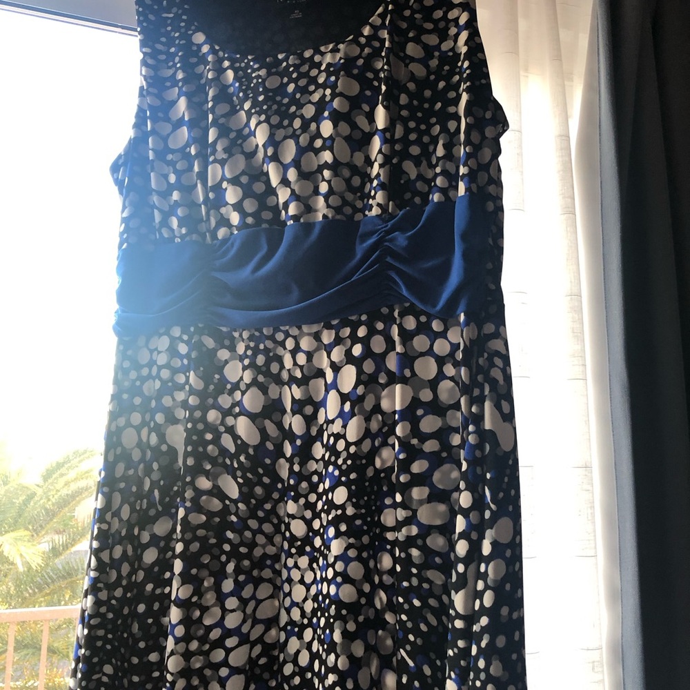 Perceptions NY Chic Navy and White Patterned Midi Dress - Picture 5 of 11